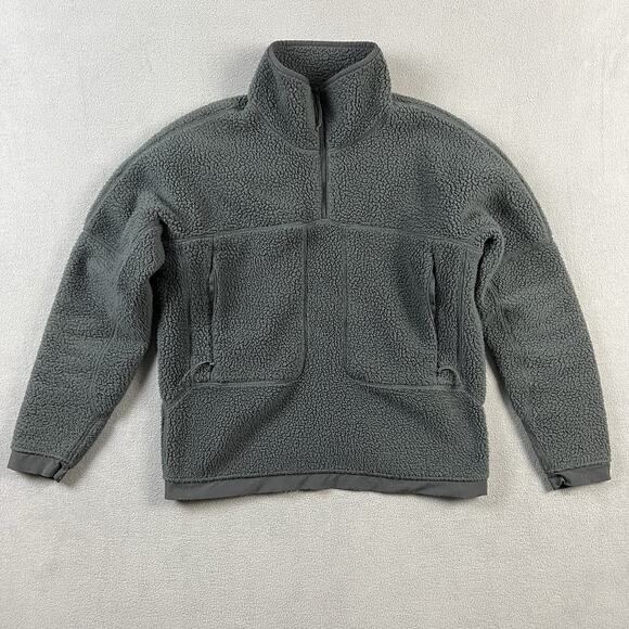 Mountain Hardwear Sweater Womens Small Gray 1/4 Zip Sherpa PullOver Sweatshirt - Picture 1 of 10